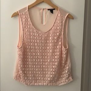 Forever 21 Pink sheer crochet tank